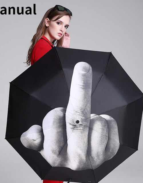 Load image into Gallery viewer, Rain Middle Finger Umbrella Women Umbrella Men Windproof Folding Personality Black Middle Finger Umbrellas Parasol Women 10 Bone
