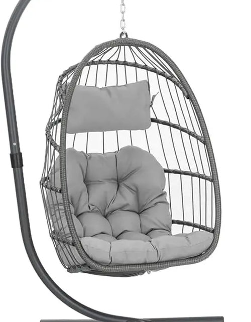 Load image into Gallery viewer, Egg Swing Chair with Stand, Rattan Wicker Hanging Egg Chair for Indoor Outdoor Bedroom Patio Hanging Basket Chair Hammock
