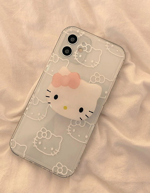 Load image into Gallery viewer, Hello Kitty with Stand Transparent Phone Case for Iphone 14 13 11 12 11 Pro Max Mini XS XR 7 8 plus Shockproof Cartoon Cover Y2K
