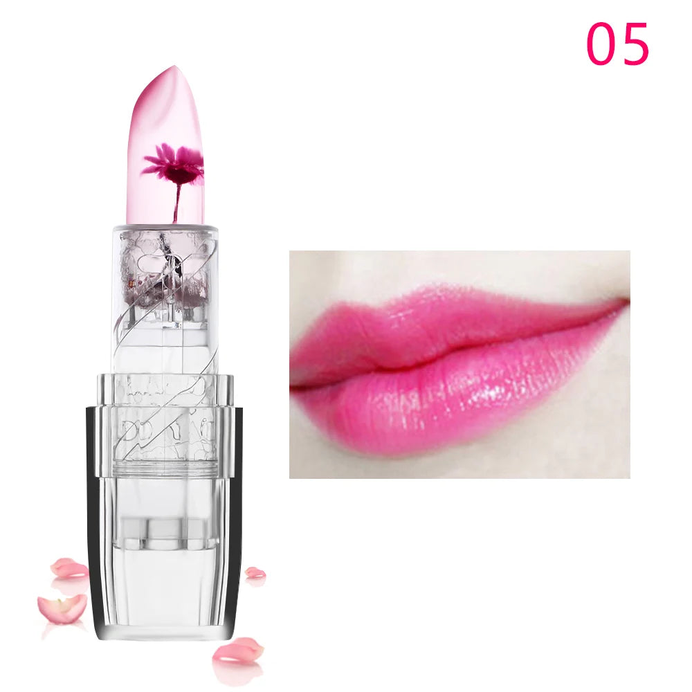 Hot Sale Flower Moisturizing Long Lasting Lipstick Color Jelly Transparent Temperature Change Matte Lipstick Lip Balm Makeup