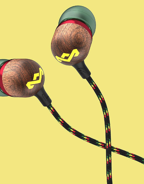 Load image into Gallery viewer, Smile Jamaica: Wired Earphones with Microphone, Noise Isolating Design, and Sustainable Materials (Rasta)
