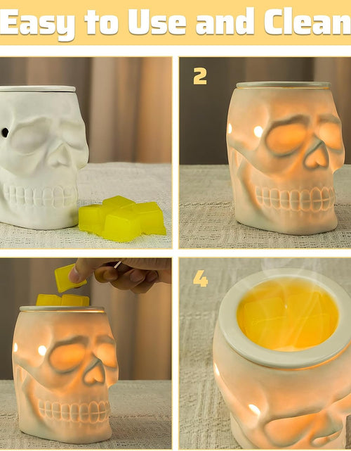 Load image into Gallery viewer, Skull Wax Melt Warmer, Ceramic Electric Fragrance Wax Warmer for Scented Wax Oil Wax Melter Burner for Home Decor/Office/Living Room,Two Bulbs Packed, Halloween Collection- Resurgent Skull
