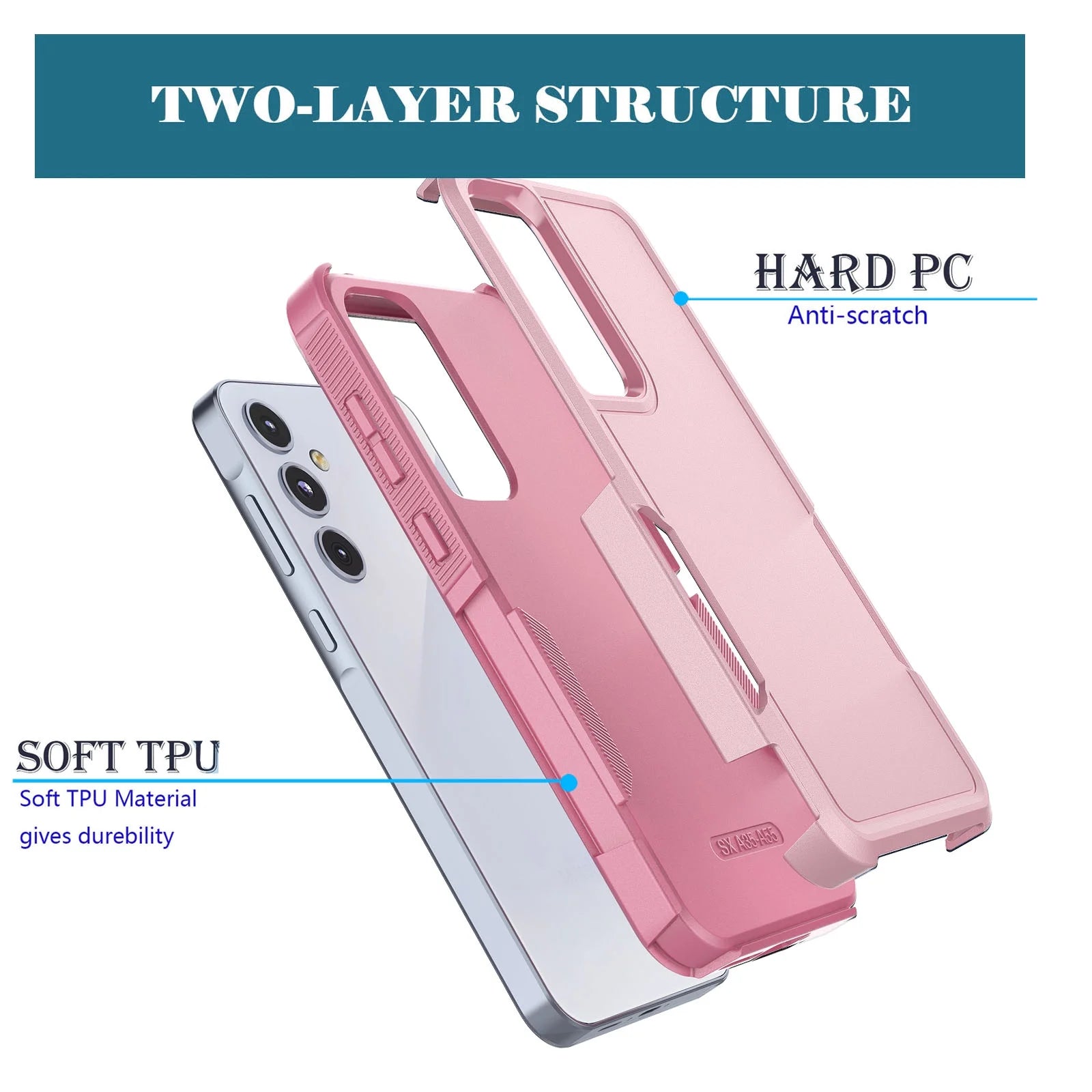 for Samsung Galaxy A55 5G Phone Case,Shockproof Dust/Drop Proof 2-Layer Full Body Protective Heavy Duty Durable Rugged Hybrid Cover for Galaxy A55 5G,Pink