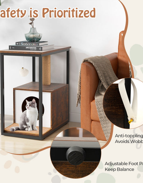 Load image into Gallery viewer, Cat Furniture End Table Cat House with Scratching Post
