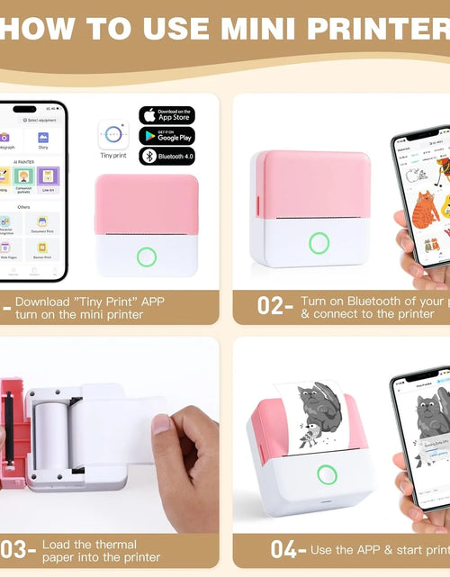 Load image into Gallery viewer, Thermal Mini Printer, Portable Inkless Sticker Maker, Bluetooth Printer for Phone, Wireless Label Printer with Tape, Free Cut Small Pocket Printer for Notes&amp;Children DIY, Compatible with Ios&amp;Android
