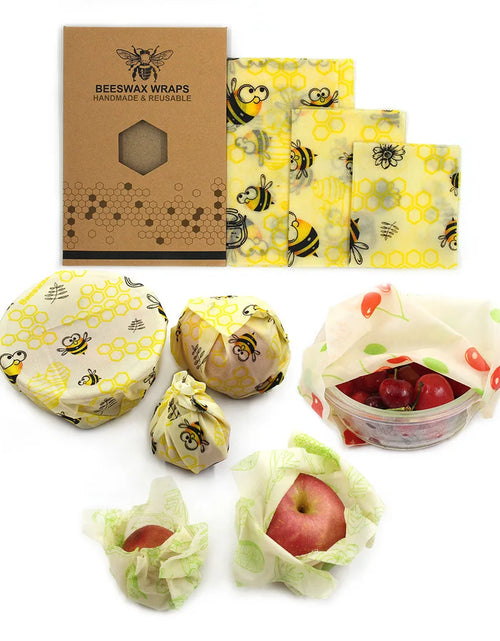 Load image into Gallery viewer, Beeswax Food Wrap - Reusable Bees Wax Paper Wrap Food Fruit Storage Zero Waste Sandwich Bags Food Wrappers Animals Print
