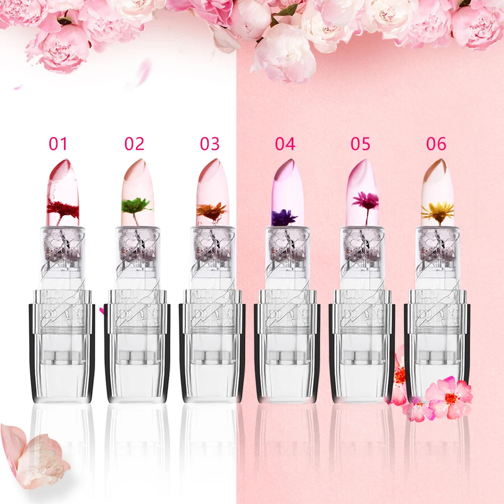 Hot Sale Flower Moisturizing Long Lasting Lipstick Color Jelly Transparent Temperature Change Matte Lipstick Lip Balm Makeup