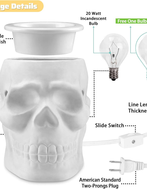 Load image into Gallery viewer, Skull Wax Melt Warmer, Ceramic Electric Fragrance Wax Warmer for Scented Wax Oil Wax Melter Burner for Home Decor/Office/Living Room,Two Bulbs Packed, Halloween Collection- Resurgent Skull
