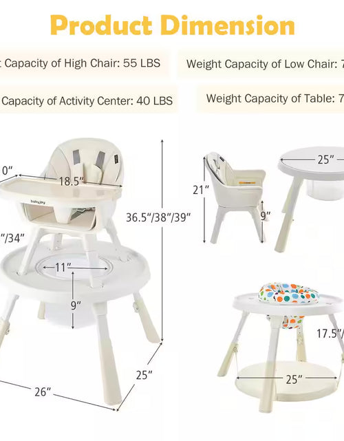 Load image into Gallery viewer, 6-In-1 Baby High Chair Infant Activity Center with Height Adjustment
