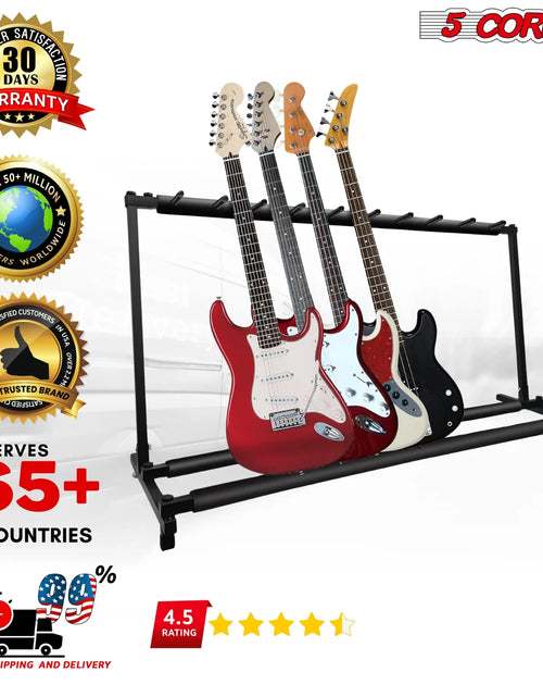 Load image into Gallery viewer, 5Core Multi Guitar Rack Stand Floor 9 Slot Adjustable Flying V Guitars Holder
