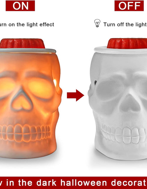 Load image into Gallery viewer, Skull Wax Melt Warmer, Ceramic Electric Fragrance Wax Warmer for Scented Wax Oil Wax Melter Burner for Home Decor/Office/Living Room,Two Bulbs Packed, Halloween Collection- Resurgent Skull
