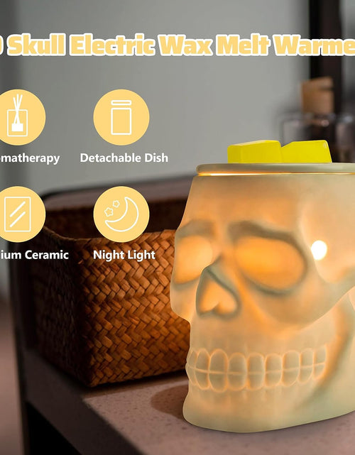 Load image into Gallery viewer, Skull Wax Melt Warmer, Ceramic Electric Fragrance Wax Warmer for Scented Wax Oil Wax Melter Burner for Home Decor/Office/Living Room,Two Bulbs Packed, Halloween Collection- Resurgent Skull
