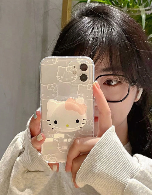 Load image into Gallery viewer, Hello Kitty with Stand Transparent Phone Case for Iphone 14 13 11 12 11 Pro Max Mini XS XR 7 8 plus Shockproof Cartoon Cover Y2K
