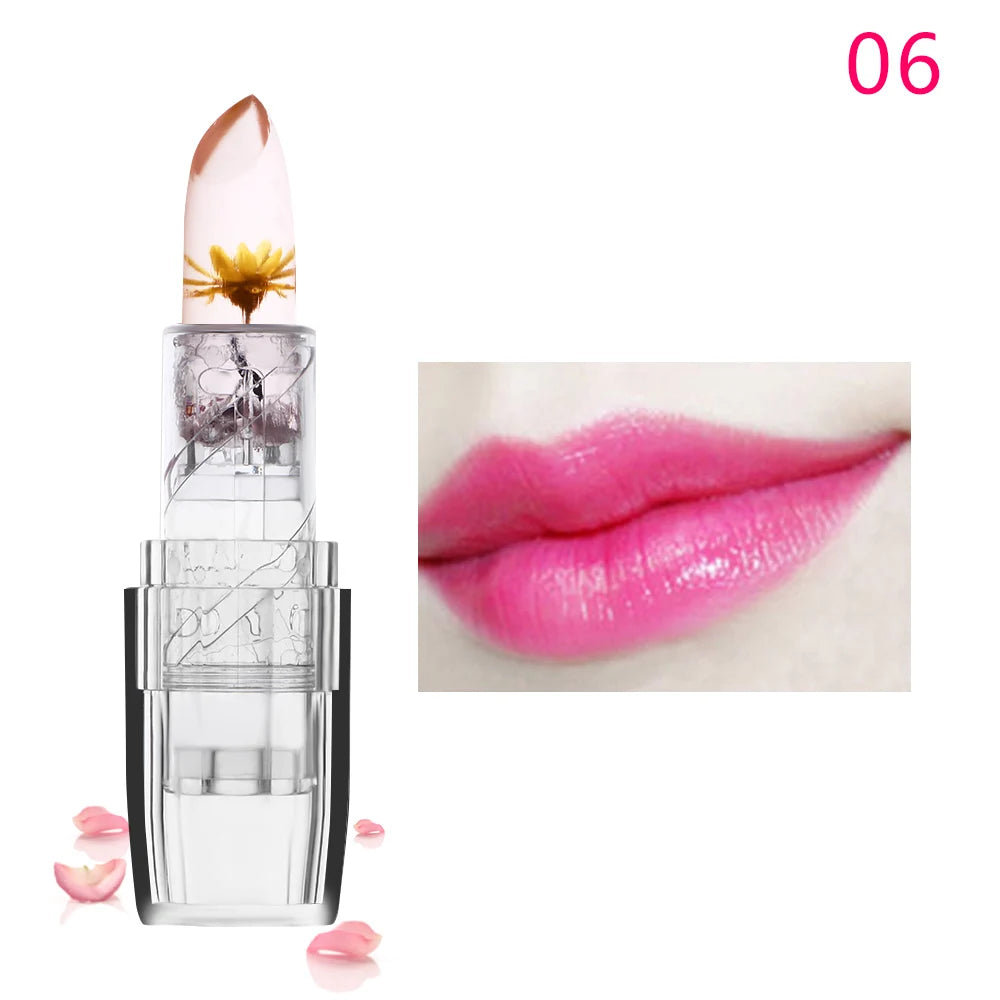 Hot Sale Flower Moisturizing Long Lasting Lipstick Color Jelly Transparent Temperature Change Matte Lipstick Lip Balm Makeup