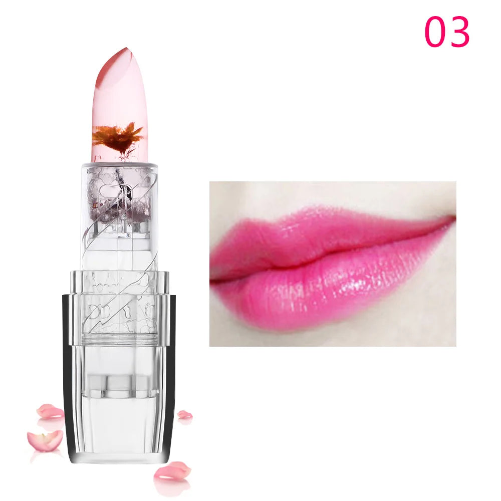 Hot Sale Flower Moisturizing Long Lasting Lipstick Color Jelly Transparent Temperature Change Matte Lipstick Lip Balm Makeup