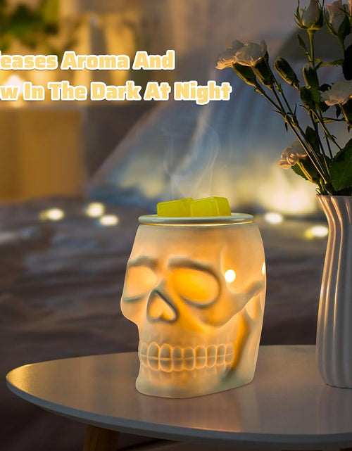 Load image into Gallery viewer, Skull Wax Melt Warmer, Ceramic Electric Fragrance Wax Warmer for Scented Wax Oil Wax Melter Burner for Home Decor/Office/Living Room,Two Bulbs Packed, Halloween Collection- Resurgent Skull
