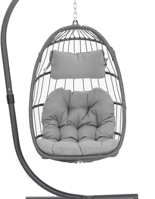 Load image into Gallery viewer, Egg Swing Chair with Stand, Rattan Wicker Hanging Egg Chair for Indoor Outdoor Bedroom Patio Hanging Basket Chair Hammock
