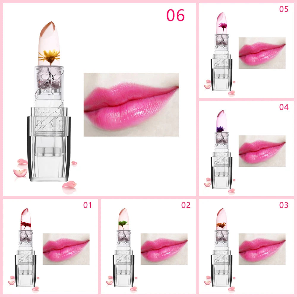 Hot Sale Flower Moisturizing Long Lasting Lipstick Color Jelly Transparent Temperature Change Matte Lipstick Lip Balm Makeup