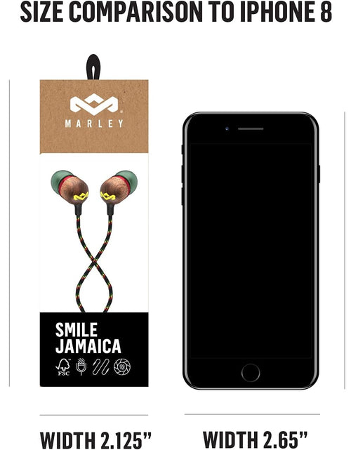 Load image into Gallery viewer, Smile Jamaica: Wired Earphones with Microphone, Noise Isolating Design, and Sustainable Materials (Rasta)
