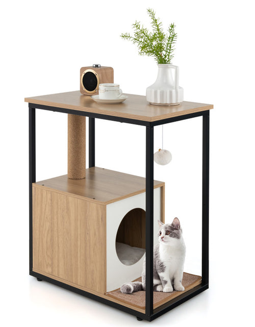 Load image into Gallery viewer, Cat Furniture End Table Cat House with Scratching Post
