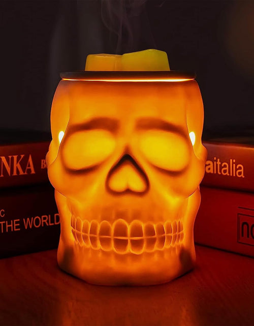 Load image into Gallery viewer, Skull Wax Melt Warmer, Ceramic Electric Fragrance Wax Warmer for Scented Wax Oil Wax Melter Burner for Home Decor/Office/Living Room,Two Bulbs Packed, Halloween Collection- Resurgent Skull
