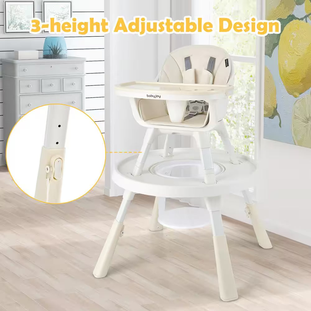 6-In-1 Baby High Chair Infant Activity Center with Height Adjustment