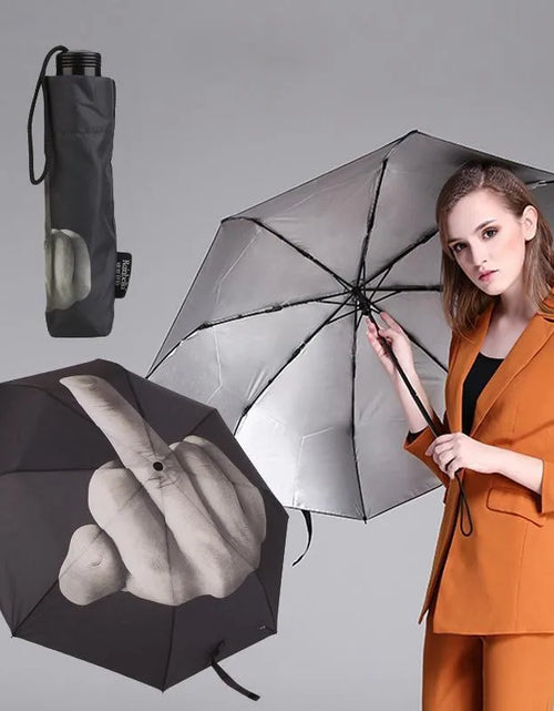 Load image into Gallery viewer, Rain Middle Finger Umbrella Women Umbrella Men Windproof Folding Personality Black Middle Finger Umbrellas Parasol Women 10 Bone
