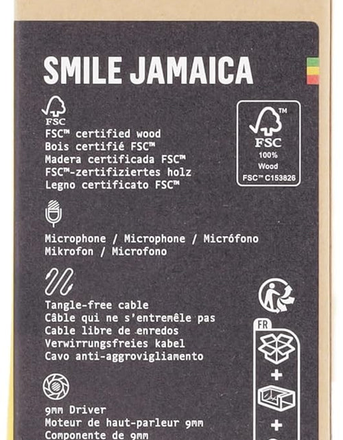 Load image into Gallery viewer, Smile Jamaica: Wired Earphones with Microphone, Noise Isolating Design, and Sustainable Materials (Rasta)
