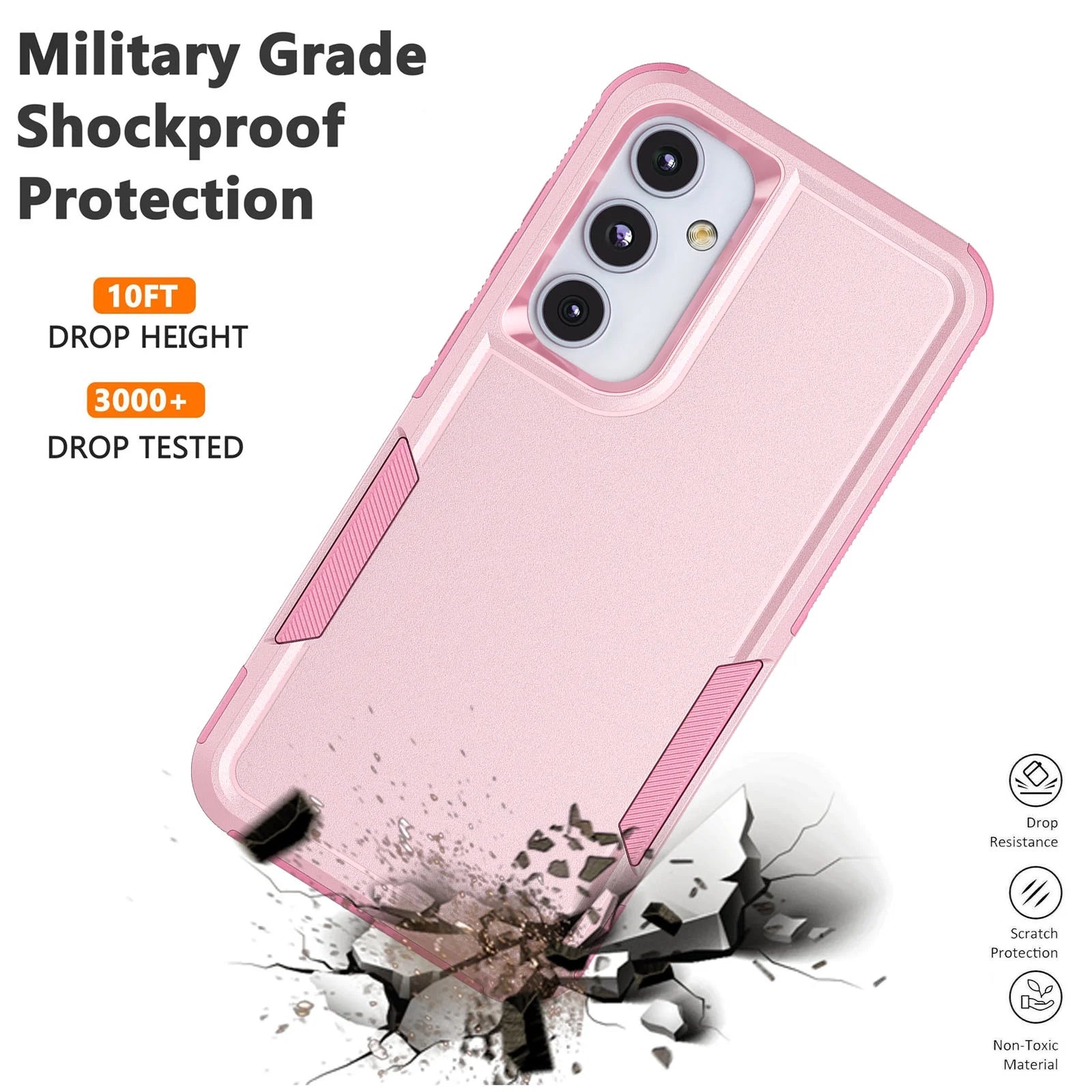 for Samsung Galaxy A55 5G Phone Case,Shockproof Dust/Drop Proof 2-Layer Full Body Protective Heavy Duty Durable Rugged Hybrid Cover for Galaxy A55 5G,Pink