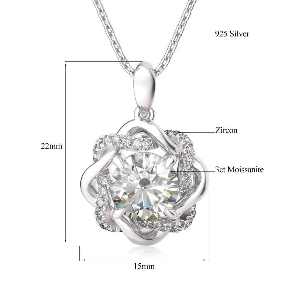 Birthday Jewelry Gift Star of David 3Ct Moissanite Necklace Pendant for Women Certified Silver 925 Jewelry 2023 Trending