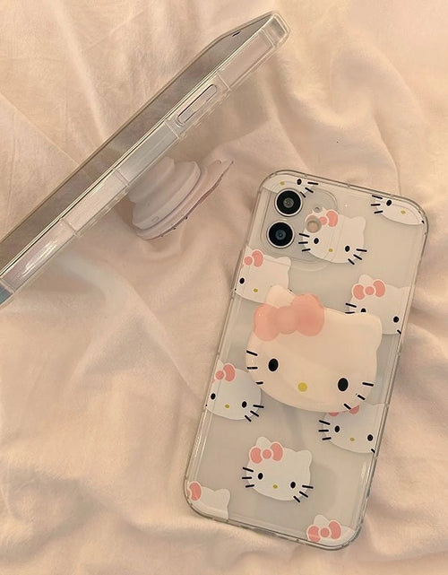 Load image into Gallery viewer, Hello Kitty with Stand Transparent Phone Case for Iphone 14 13 11 12 11 Pro Max Mini XS XR 7 8 plus Shockproof Cartoon Cover Y2K
