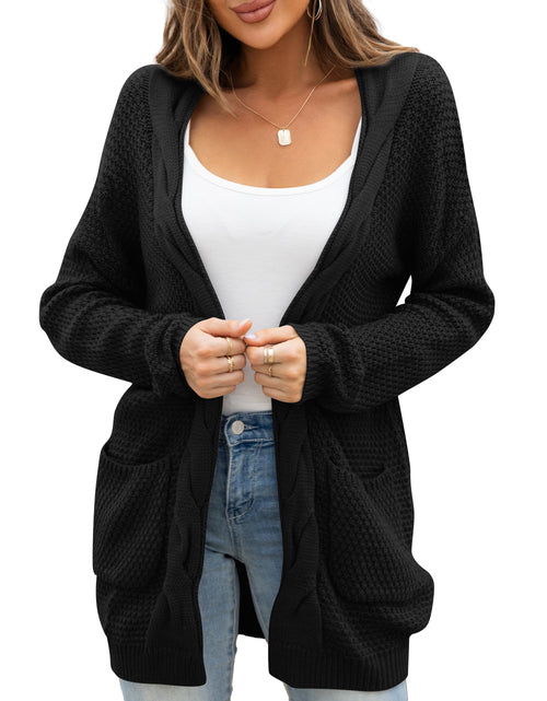 Load image into Gallery viewer, Women Cardigan Sweater Chunky Cable Knit Loose Cardigan with Pockets S-XXL
