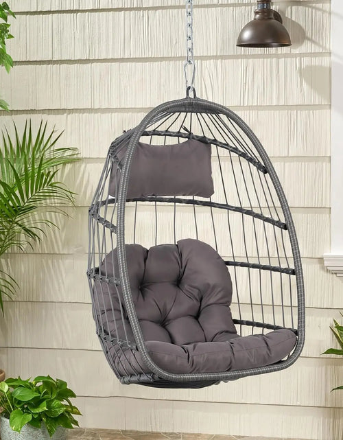 Load image into Gallery viewer, Egg Swing Chair with Stand, Rattan Wicker Hanging Egg Chair for Indoor Outdoor Bedroom Patio Hanging Basket Chair Hammock
