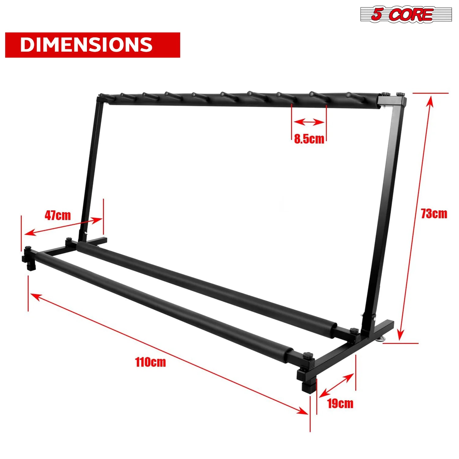 5Core Multi Guitar Rack Stand Floor 9 Slot Adjustable Flying V Guitars Holder