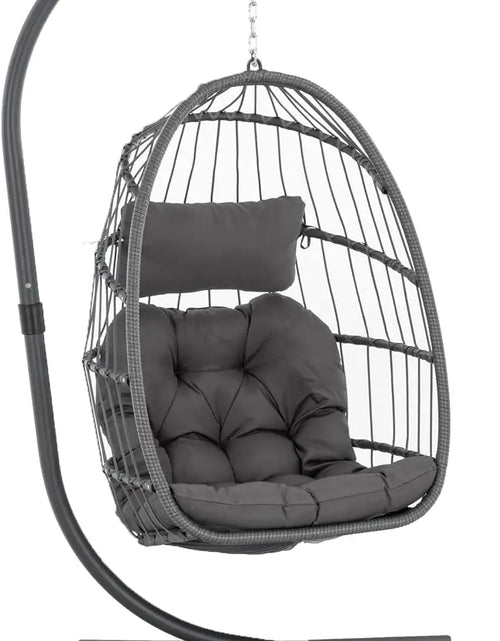 Load image into Gallery viewer, Egg Swing Chair with Stand, Rattan Wicker Hanging Egg Chair for Indoor Outdoor Bedroom Patio Hanging Basket Chair Hammock
